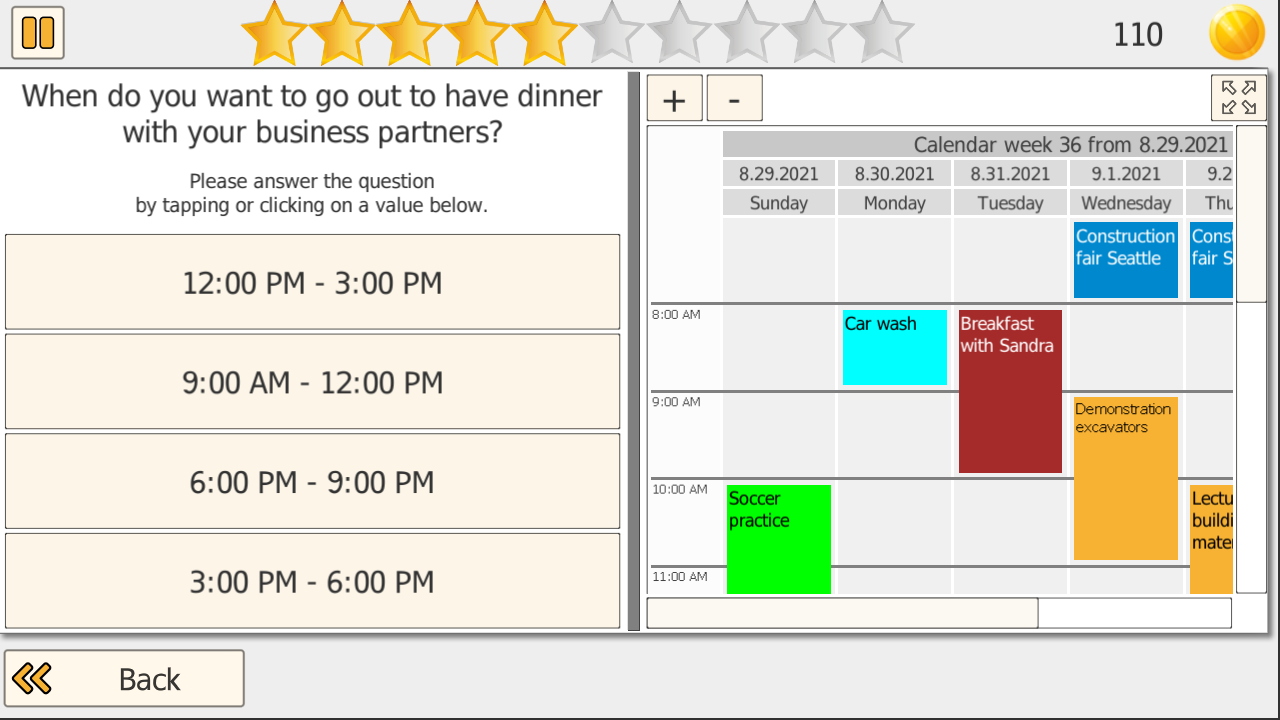 Time It calendar exercise with weekly schedule and appointment planning