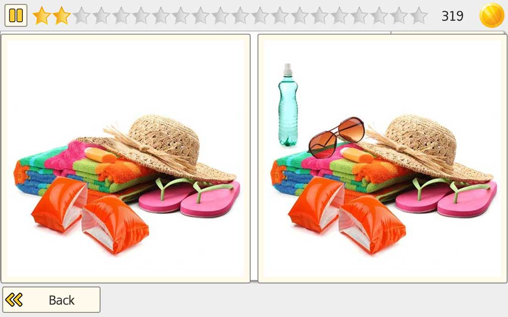 Zoomed-in side-by-side comparison of two beach scenes showing subtle differences in items